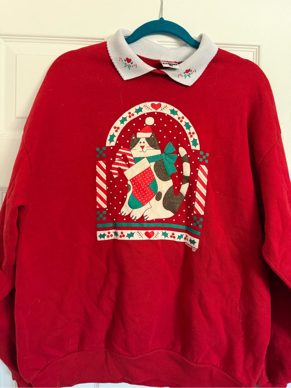 Vintage Cat Collared Christmas Sweater